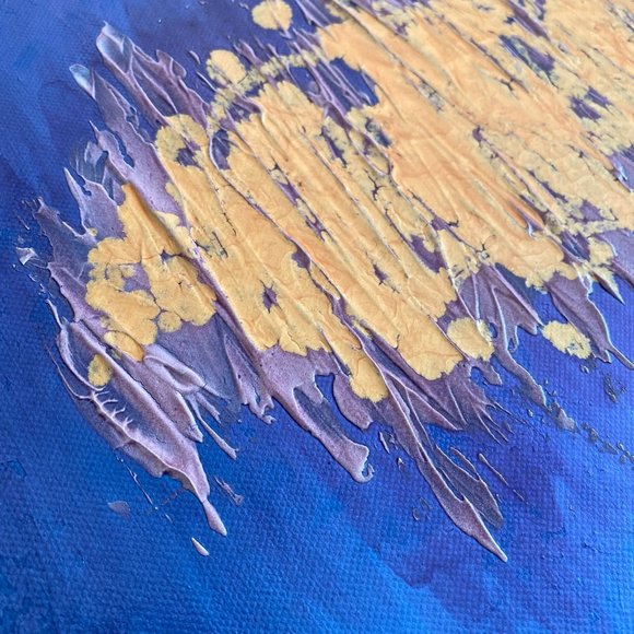 Amoeba 3 - Original Abstract Wall Art Mixed Media Purple Blue Orange Painting - Picture 7 of 10